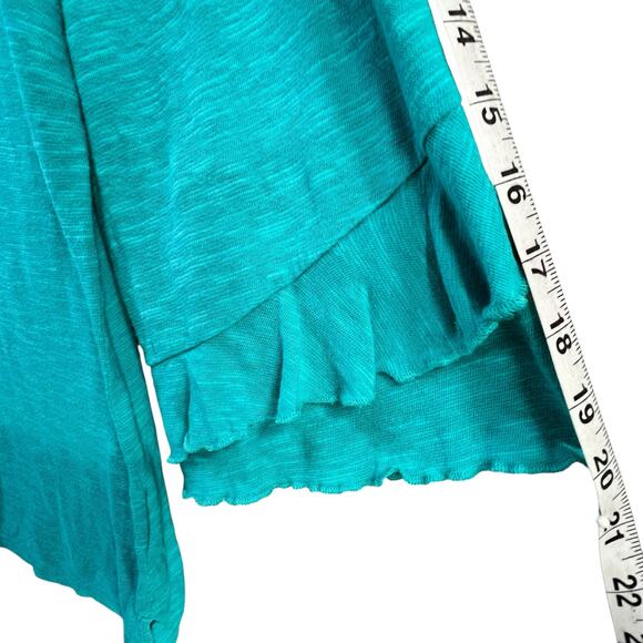 Soft Surroundings Erin Tunic Top Womens 1X Teal Green Linen Blend Ruffles Breezy - Picture 11 of 15